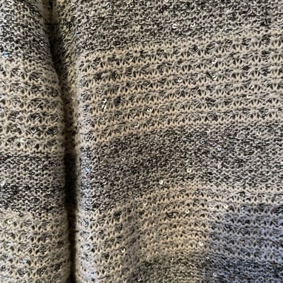Nue Options White/Grey wTiny Sparkling Silver Discs Sweater Cowl Collar Sz XL - Picture 9 of 11